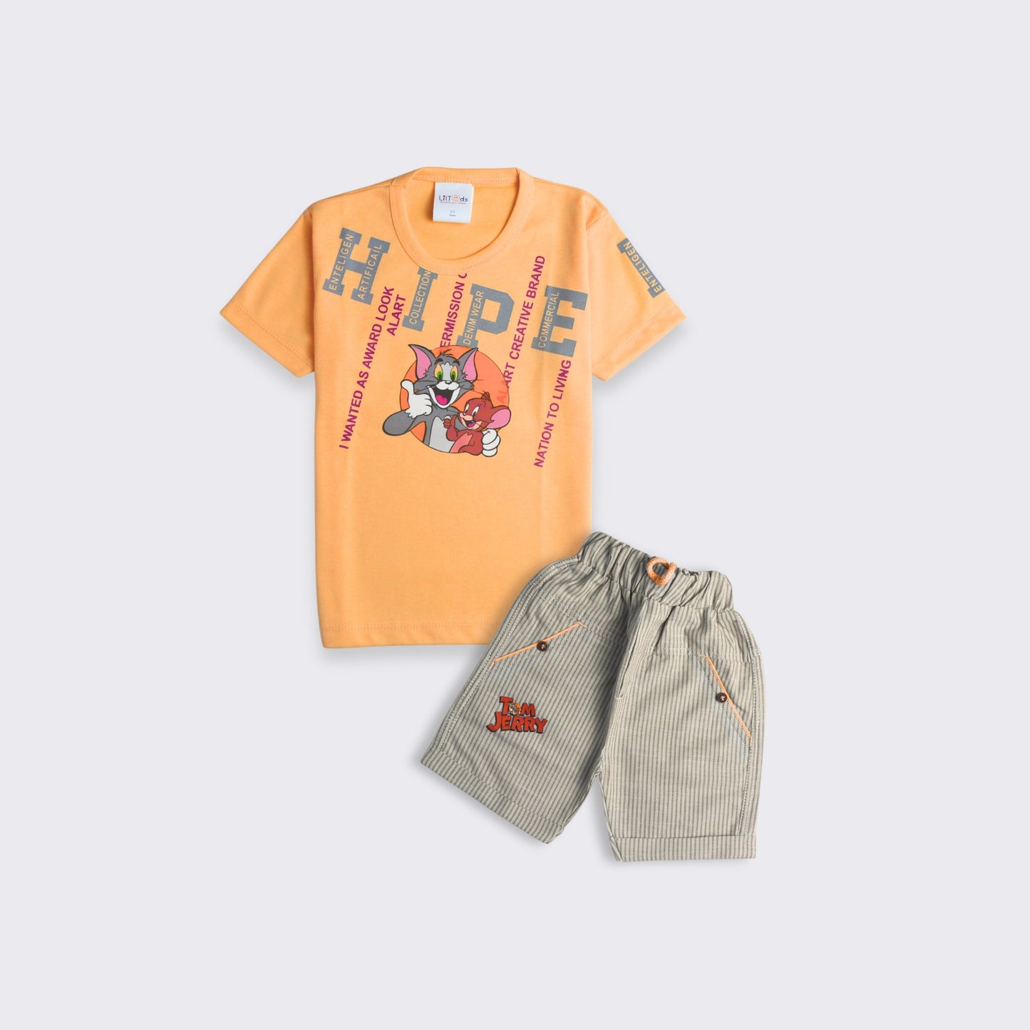 Graphic Tee with Striped Shorts