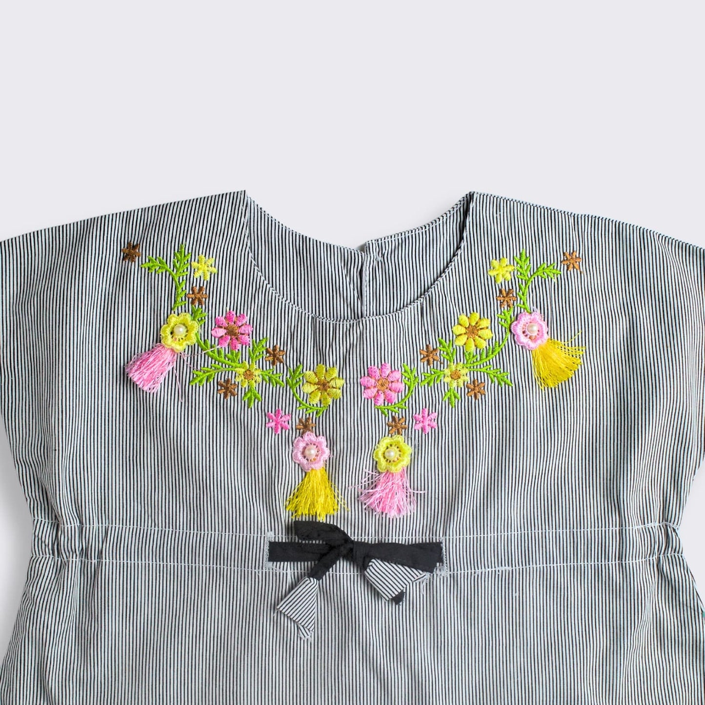 Embroidered Top with Printed Bottom