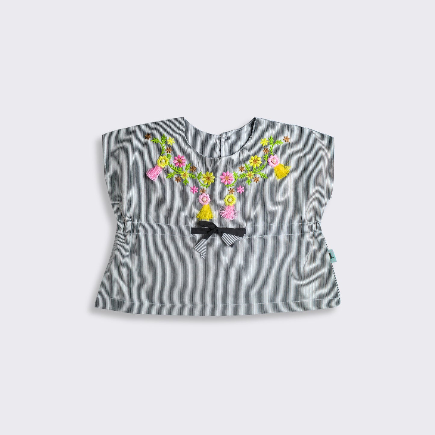 Embroidered Top with Printed Bottom