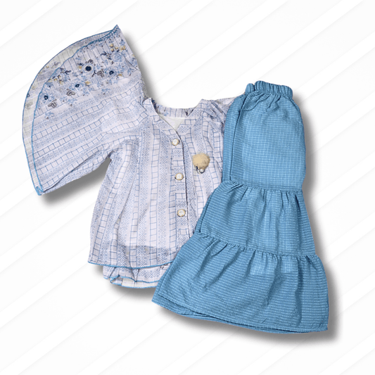Elegant Blue Top & Tiered Trouser