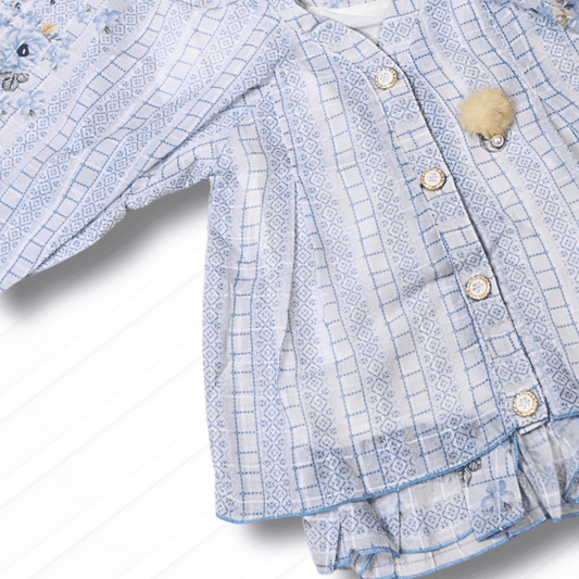 Elegant Blue Top & Tiered Trouser