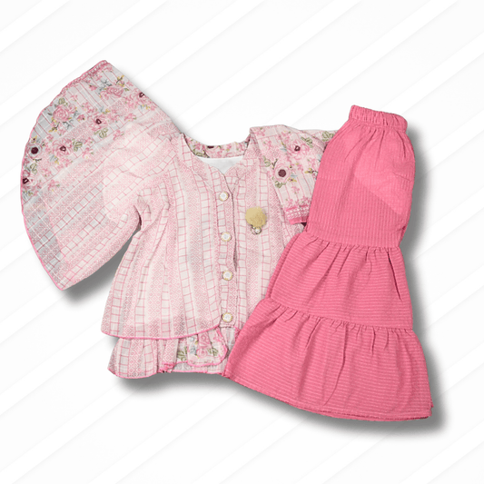 Elegant Pink Top & Tiered Trouser
