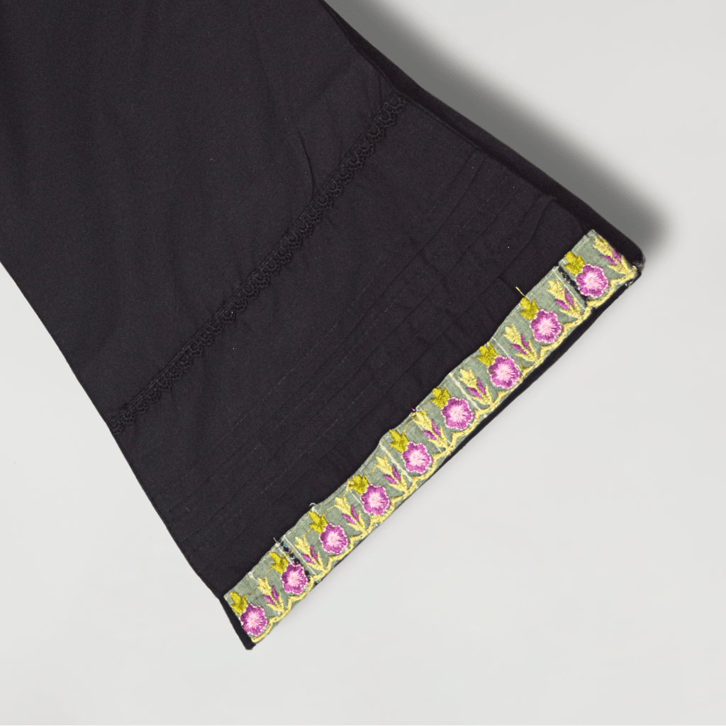 Embroidered Green Frock with Black Trouser