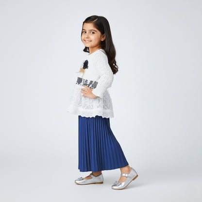 Sequin Lace Top with Pleated Trouser
