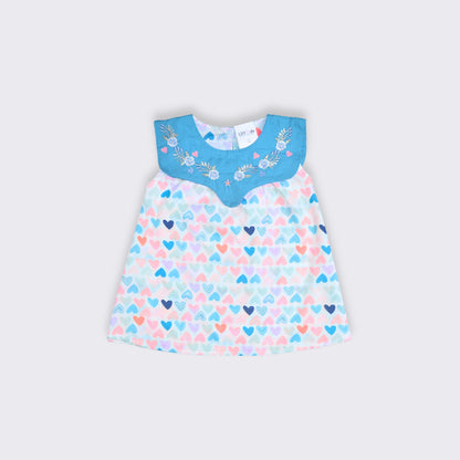 Heart Print Top and Denim Shorts
